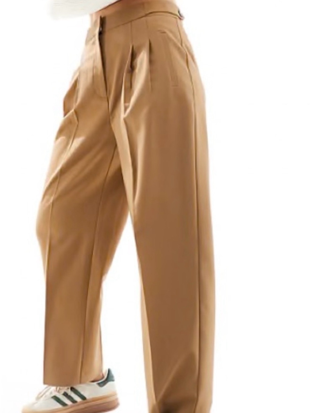 Asos Petite Camel Pleated High-Waist Trousers